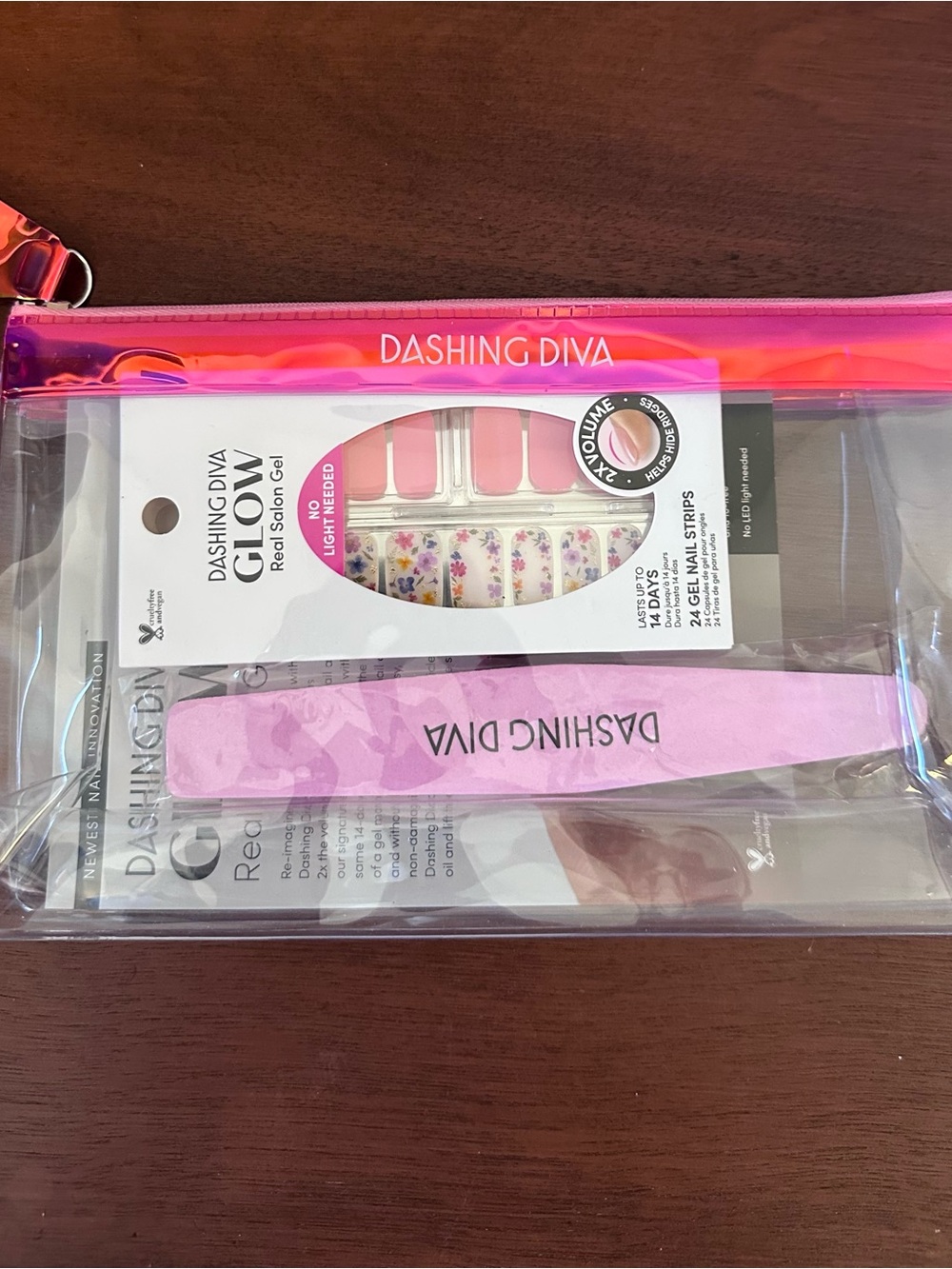 Dashing Diva Pink Floral Press-On Nail Kit with Matching File